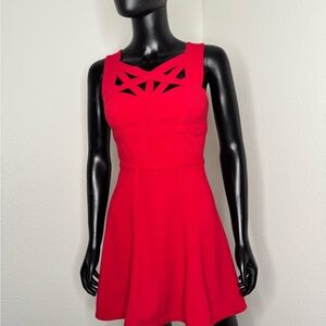 BCBGMaxAzria Vibrant Red Cutout Mini Dress